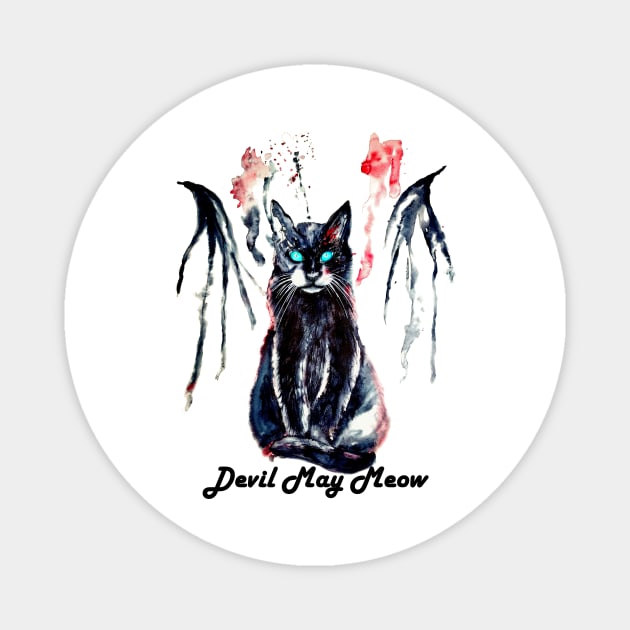 Devil May Meow cat Magnet by NemfisArt